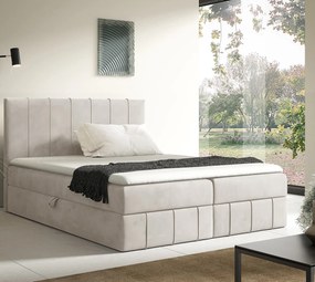 Kremowe welurowe łóżko z pojemnikiem 5 rozmiarów K4-K42