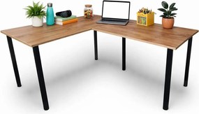 Loftowe biurko kątowe z regulacją wysokości nóżek 120x150x60 dąb craft złoty E0-B54