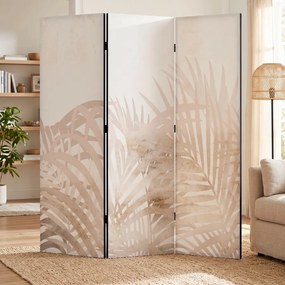 Parawan pokojowy 3-częściowy 135x172 Dwustronny dekoracyjny boho minimalistyczny Beżowy Beżowe Liście Palmowe