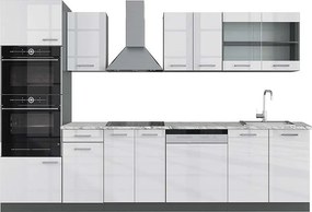 Aneks kuchenny biały wysoki połysk/antracyt 300x60x81.6 r-line