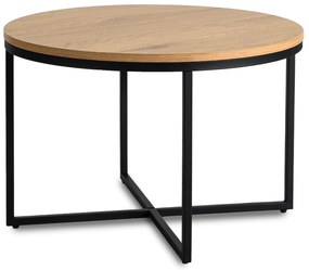 Stolik Kawowy HANTEL 70 cm Dąb Złoty/Czarny Loft
