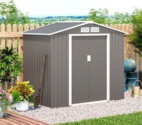 Outsunny szopa na narzędzia z fundamentem metalowy domek ogrodowy żółty 213x130x185 cm praktyczne przechowywanie narzędzi | Aosom PL