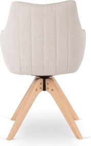 Krzesło Tapicerowane Obrotowe do Salonu LEMON Jasnobeżowe Nowoczesne Skandynawskie