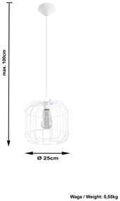 Lampa wisząca loft E842-Celto - biały