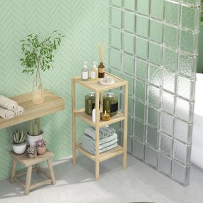 HOMCOM Regał Łazienkowy, 3 Poziomy, Odporny na Wilgoć, z Bambusa, 33 x 31 x 78 cm