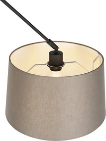 Lampa wisząca czarna z abażurem lnianym w kolorze taupe 35 cm - Blitz