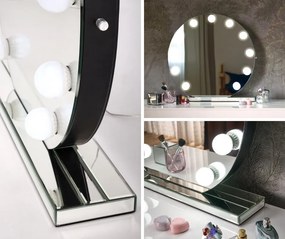 Okrągłe lustro stołowe z żarówkami LED Torano Halmar