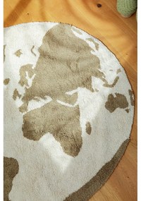 Zielono-kremowy bawełniany dywan dziecięcy odpowiedni do prania/tkany ręcznie ø120 cm World Map – Lorena Canals