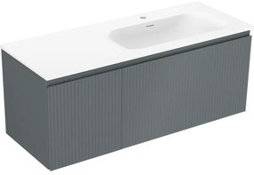 Mexen Rivel szafka łazienkowa 120 cm z umywalką Vela prawą, 1S, 1D, ryflowana, grafit/biała mat - 91A23-12047-3-BBFF66-W23P01