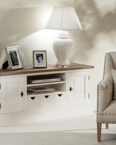 Szafka RTV Brighton 150x40x65cm white&amp;natural