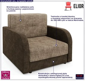 Rozkładana sofa jednoosobowa jasny brąz + ciemny brąz - Folken 3X