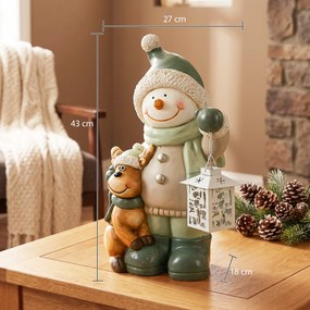 HOMCOM Figurka bałwana 43 cm z MGO z lampionem LED i timerem, do wejścia i przy drzwiach | Aosom PL
