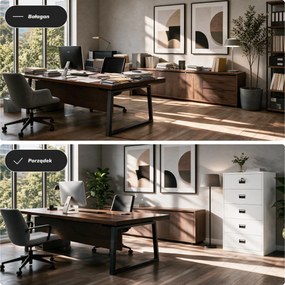 Szafa kartotekowa metalowa z 5 szufladami biała, 900x1620x600 mm: SARA XL V5