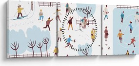 Obraz - Wesołej zimy (z zegarem) (90x30 cm)
