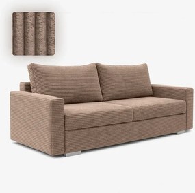 Sofa z Funkcją Spania DRAVOS Ciemnobeżowa Sztruksowa Japandi