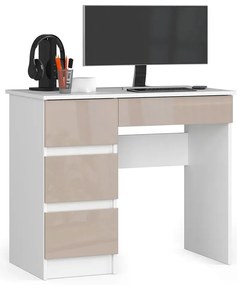 Biurko białe-cappuccino z szufladami połysk T8-S70