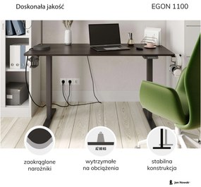Biurko regulowane elektrycznie orzech/ czarne: EGON, 1100 x 720 x 600 mm