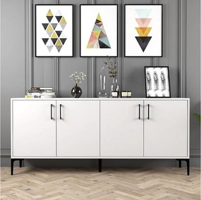 Komoda – 180 cm x 78 cm x 35 cm – Biała – Płyta wiórowa pokryta melaminą