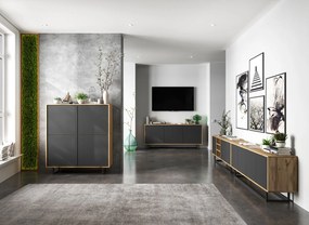 Trzydrzwiowa komoda w stylu loft Apollo 41 dąb wotan/grafit