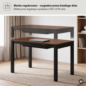 Biurko regulowane elektrycznie podnoszone czarne/orzech, 120x63 cm: EVAN