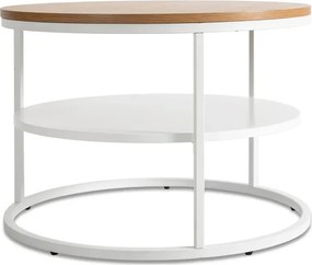 Stolik Kawowy z Półką BEST 70 cm Dąb/Biały Skandynawski
