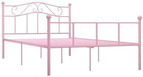 Różowe metalowe łóżko w stylu loft 160x200 cm - Fiosa