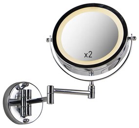 Designerskie lustro ścienne chrom z wbudowanym LED z możliwością ściemniania do ciepłego, regulowanego IP44 - Vicino