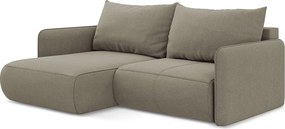 Narożnik lewostronny z funkcją spania - z tkaniny strukturalnej - ciemny beż - NANEA