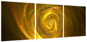 Obraz abstrakcyjnej żółtej spirali (z zegarem) (90x30 cm)