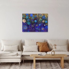 Obraz ciemnoniebieskich kwiatów (70x50 cm)