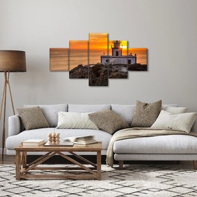 Obraz latarni morskiej o zachodzie słońca (125x70 cm)