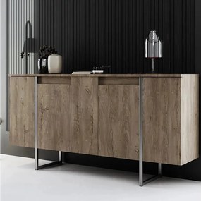 Komoda – 160 x 35 x 80 cm – Orzech i srebro – Płyta wiórowa pokryta melaminą