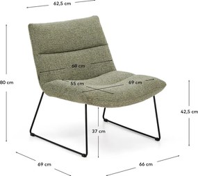 Zielony fotel z tkaniny szenilowej Asen – Kave Home