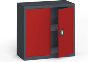 Szafa metalowa, 800 x 800 x 400 mm, 1 półka, grafitowy/czerwona