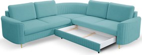 Masseno Narożnik VELA z funkcją spania i pojemnikiem na pościel Narozniki L, Rozkładana sofa - Błękitny, CASTEL 70