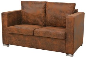 Przytulna brązowa sofa dwuosobowa - Pelagio 2Q