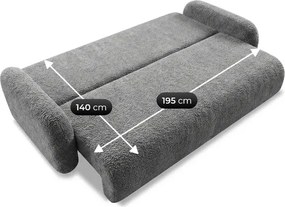 Sofa VIDI Rozkładana Dwuosobowa Ciemnoszara Boucle Japandi