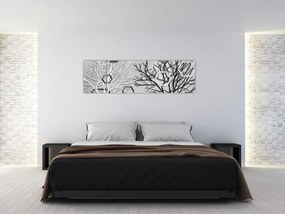 Abstrakcyjny obraz z drzewami (170x50 cm)