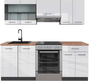 Aneks kuchenny biały wysoki połysk/antracyt 200x60x81.6 r-line