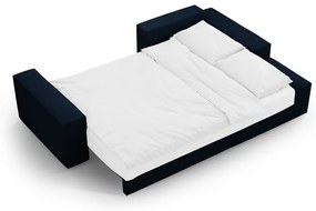 Ciemnoniebieski rozkładany narożnik z materiału bouclé (prawostronny) Jodie – Micadoni Home