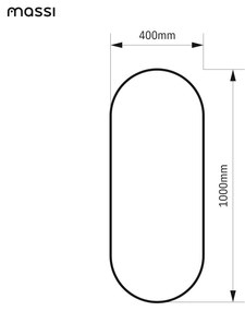 Lustro owalne podświetlane symetryczne czarna rama 40 x 100 cm PLATAN LED