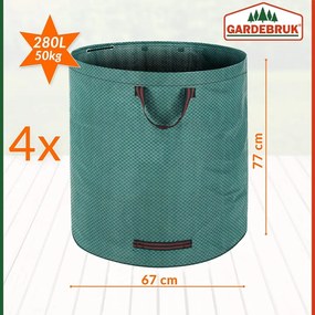 Worek na odpady ogrodowe GARDEN, zestaw 4 szt., 67x77cm, zielona Gardebruk