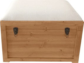 Skrzynia do siedzenia z lnianą poduszką - szer. 80 x gł. 40 x wys. 53 cm - Naturalny i beżowy - TURZA