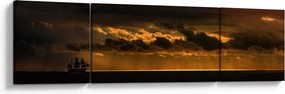 Obraz żaglówki o zachodzie słońca (170x50 cm)