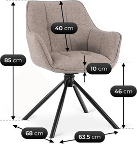 Krzesło Tapicerowane Obrotowe PEONY 2 Cappuccino Nowoczesne Loft