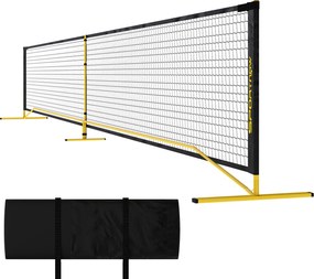 Przenośna sieć do pickleballa SPORTNOW, metalowy stelaż, siatka z tkaniny, z torbą transportową, Żółty