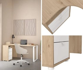Biurko narożne z kontenerkiem Sign biały mat/jackson hickory