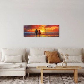 Obraz - Spacer po plaży (z zegarem) (90x30 cm)