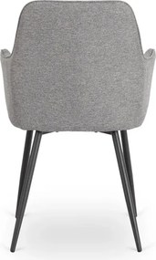 Zestaw Stół Prostokątny Rozkładany HAMPTON 160-240 cm Dąb/Czarny i 4 Krzesła Tapicerowane BRESSO 2 Szare