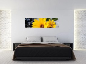 Obraz żółtych kwiatów (170x50 cm)
